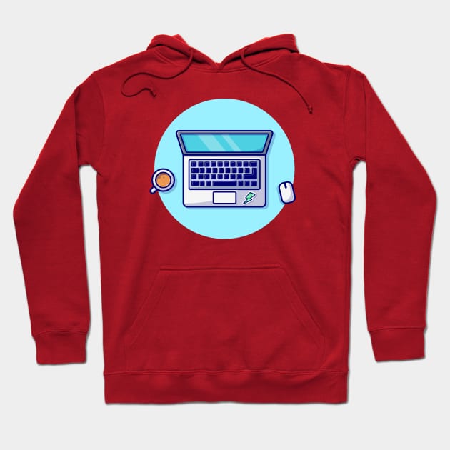 Laptop With Mouse And Coffee Cartoon Vector Icon Illustration Hoodie by Catalyst Labs